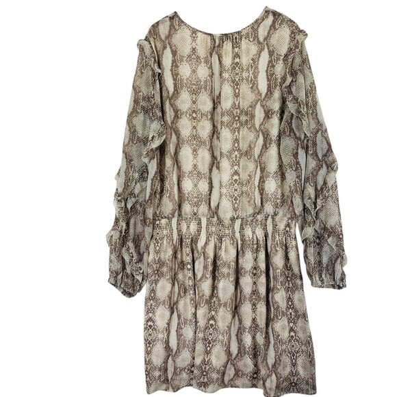 Long Sleeve Ruffle Dress snake print ruffle size xl White house black market - Picture 7 of 16